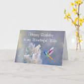 ハミングバードガーデンフラワー誕生日特別妻 カード (黄色い花)