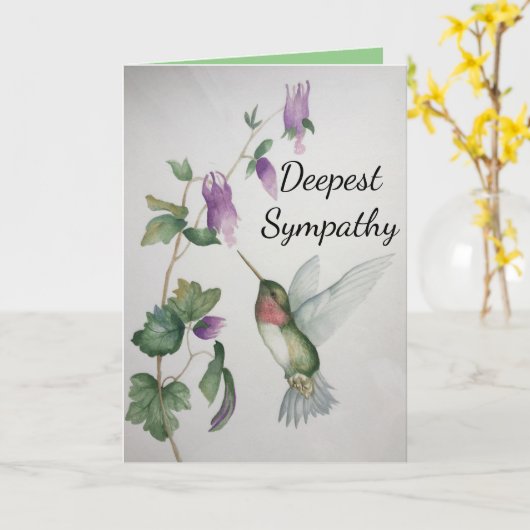 ハミングバードガーデン最深悔やみや弔慰水彩 カード (黄色い花)