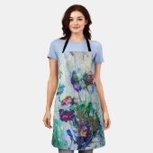 ハミングバードガーデン絵画抽象芸術 エプロン (着用した状態)