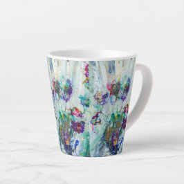 ハミングバードガーデン絵画抽象芸術 カフェラテマグ