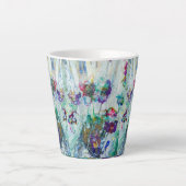 ハミングバードガーデン絵画抽象芸術 カフェラテマグ (正面)