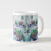 ハミングバードガーデン絵画抽象芸術 ジャンボコーヒーマグカップ (正面右)