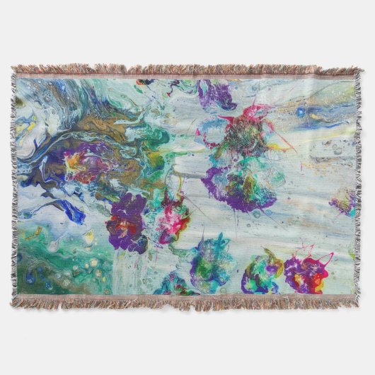 ハミングバードガーデン絵画抽象芸術 スローブランケット (正面)