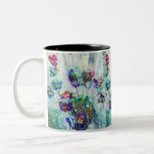 ハミングバードガーデン絵画抽象芸術 ツートーンマグカップ (左)