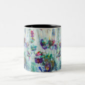 ハミングバードガーデン絵画抽象芸術 ツートーンマグカップ (中央)