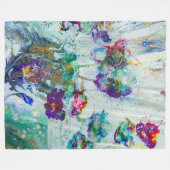 ハミングバードガーデン絵画抽象芸術 フリースブランケット (正面(横))
