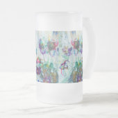 ハミングバードガーデン絵画抽象芸術 フロストグラスビールジョッキ (正面右)