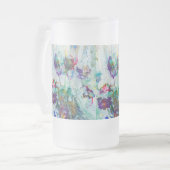 ハミングバードガーデン絵画抽象芸術 フロストグラスビールジョッキ (正面左)