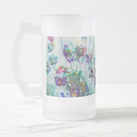 ハミングバードガーデン絵画抽象芸術 フロストグラスビールジョッキ (左)