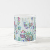 ハミングバードガーデン絵画抽象芸術 フロストグラスマグカップ (中央)