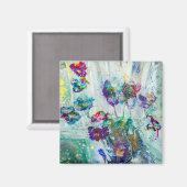 ハミングバードガーデン絵画抽象芸術 マグネット (正面/裏面)