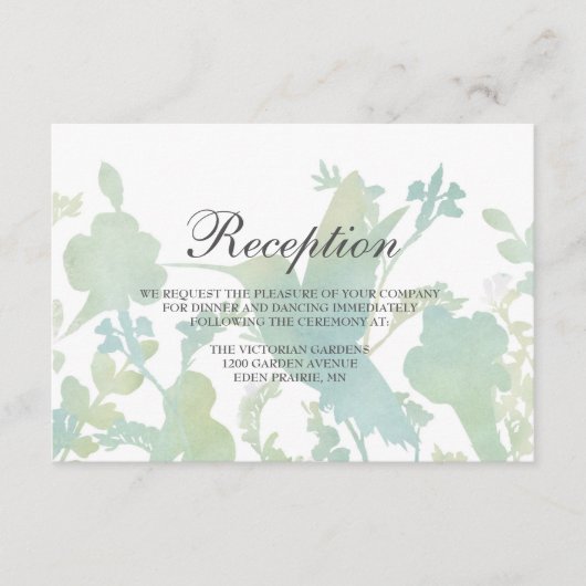 ハミングバードガーデン ウォーターカラー ウェディングパーティーレセプション エンクロージャーカード (正面)