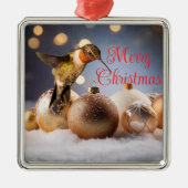 ハミングバードクリスマスカードメタルオーナメント メタルオーナメント (正面)