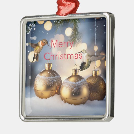 ハミングバードクリスマスカード メタルオーナメント (左)