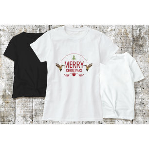ハミングバードクリスマスTシャツホワイト Tシャツ