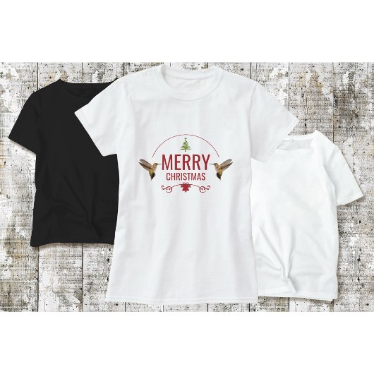 ハミングバードクリスマスTシャツホワイト Tシャツ