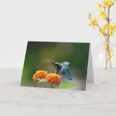 ハミングバードグリーティング カード (黄色い花)
