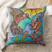 ハミングバードゴールドフィッシュリフレクションアート装飾用クッション クッション (ブランケット)