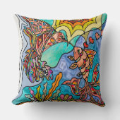 ハミングバードゴールドフィッシュリフレクションアート装飾用クッション クッション (正面)