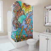 ハミングバードゴールドフィッシュ反射アートシャワーカーテン シャワーカーテン (インサイチュ)