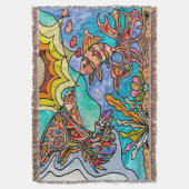 ハミングバードゴールドフィッシュ反射ファンタジー毛布 スローブランケット (正面縦)