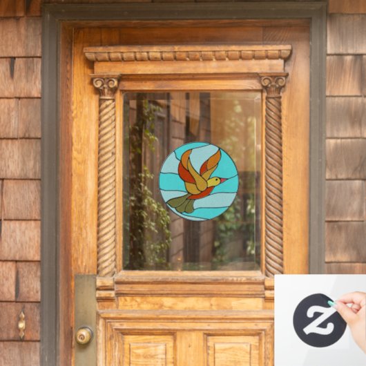 ハミングバードステンドグラスアート窓にしがみつく ウィンドウサイン (ホームデコレーション)