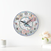 ハミングバードステンドグラス(ナンバーズ付き)鳥 ラージ壁時計 (ホーム)