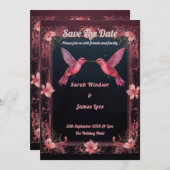 ハミングバードダークボタニカルテーマ 招待状 (正面/裏面)