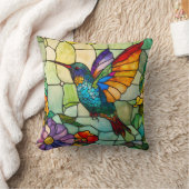 ハミングバードティファニースタイル窓 クッション (ブランケット)