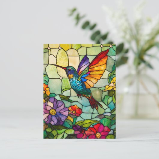 ハミングバードティファニースタイル窓 シーズンポストカード (スタンド正面)