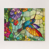 ハミングバードティファニースタイル窓 ジグソーパズル (横)