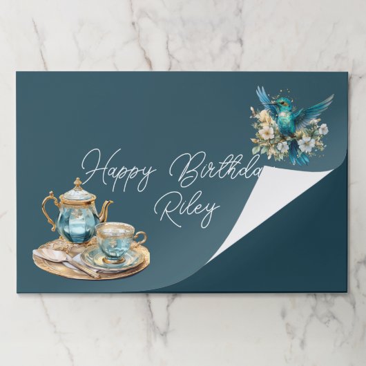 ハミングバードティーパーティーティアウェイ紙ランチョンマット ペーパーパッド (折り畳み)