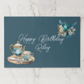 ハミングバードティーパーティーティアウェイ紙ランチョンマット ペーパーパッド (正面)