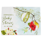 ハミングバードティーパーティーベビーシャワー ラージペーパーバッグ (正面)