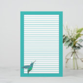 ハミングバードティール(緑がかった色)ブルーライン 便箋 (スタンド正面)