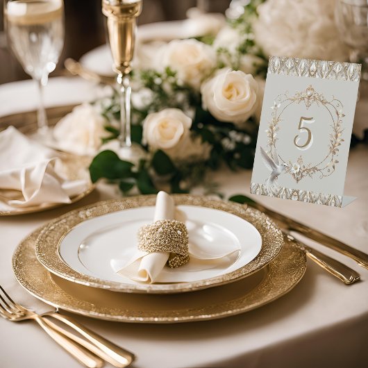 ハミングバードテーブル番号（白） 台座サイン