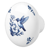 ハミングバードデルフトブルーホワイトフローラコーナーバード セラミックノブ (右)
