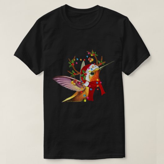 ハミングバードトナディアハットサンタクリスマスライトXm Tシャツ (デザイン正面)