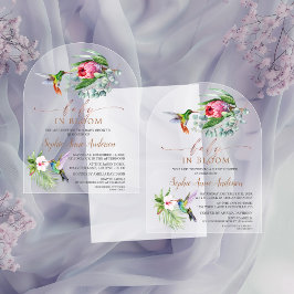 ハミングバードトロピカルフラワーズガールベビーイン開花 アクリル招待状