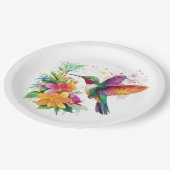 ハミングバードトロピカルフラワー ペーパープレート (アングル)