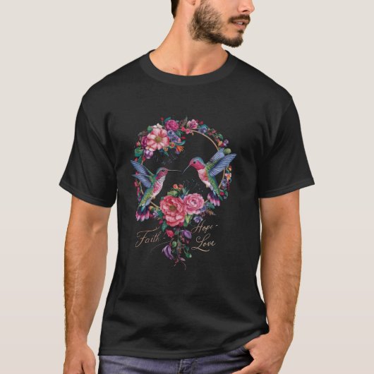 ハミングバードネクタールウィングプルーム花2 Tシャツ (正面)