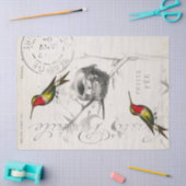 ハミングバードネストヴィンテージフランスのポストマークの分離 薄葉紙 (クラフト)