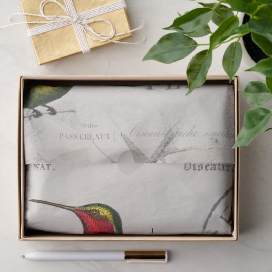 ハミングバードネストヴィンテージフランスのポストマークの分離 薄葉紙 (ギフト)