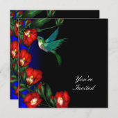 ハミングバードハイビスカスバースデーパーティーテンプレート 招待状 (正面/裏面)