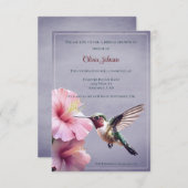 ハミングバードハイビスカスブライダルシャワー | パープル 招待状 (正面/裏面)