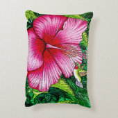ハミングバードハイビスカス絵を描の水彩色 アクセントクッション (裏面(縦))