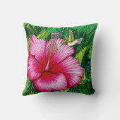 ハミングバードハイビスカス絵を描の水彩色 クッション (裏面)