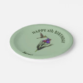 ハミングバードハッピーバースデー パーソナライズされた ペーパープレート (アングル)