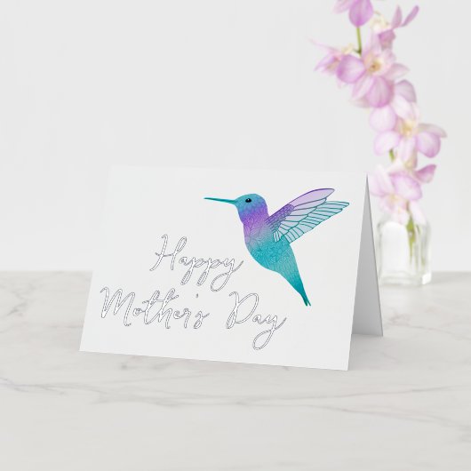 ハミングバードハッピーマザーズデイ 箔グリーティングカード (蘭)