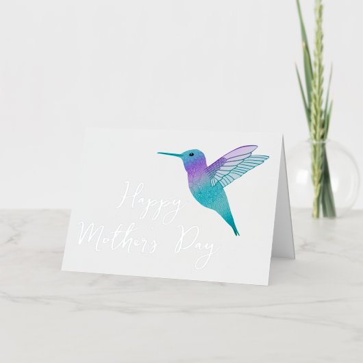 ハミングバードハッピーマザーズデイ 箔グリーティングカード (正面)